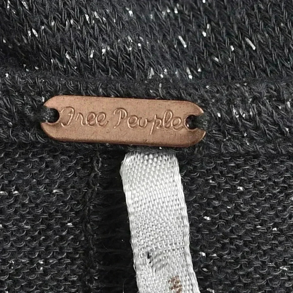 Free People Metallic Gray Cowl  Neck Palmer Long Sleeve Size Medium - Picture 10 of 14